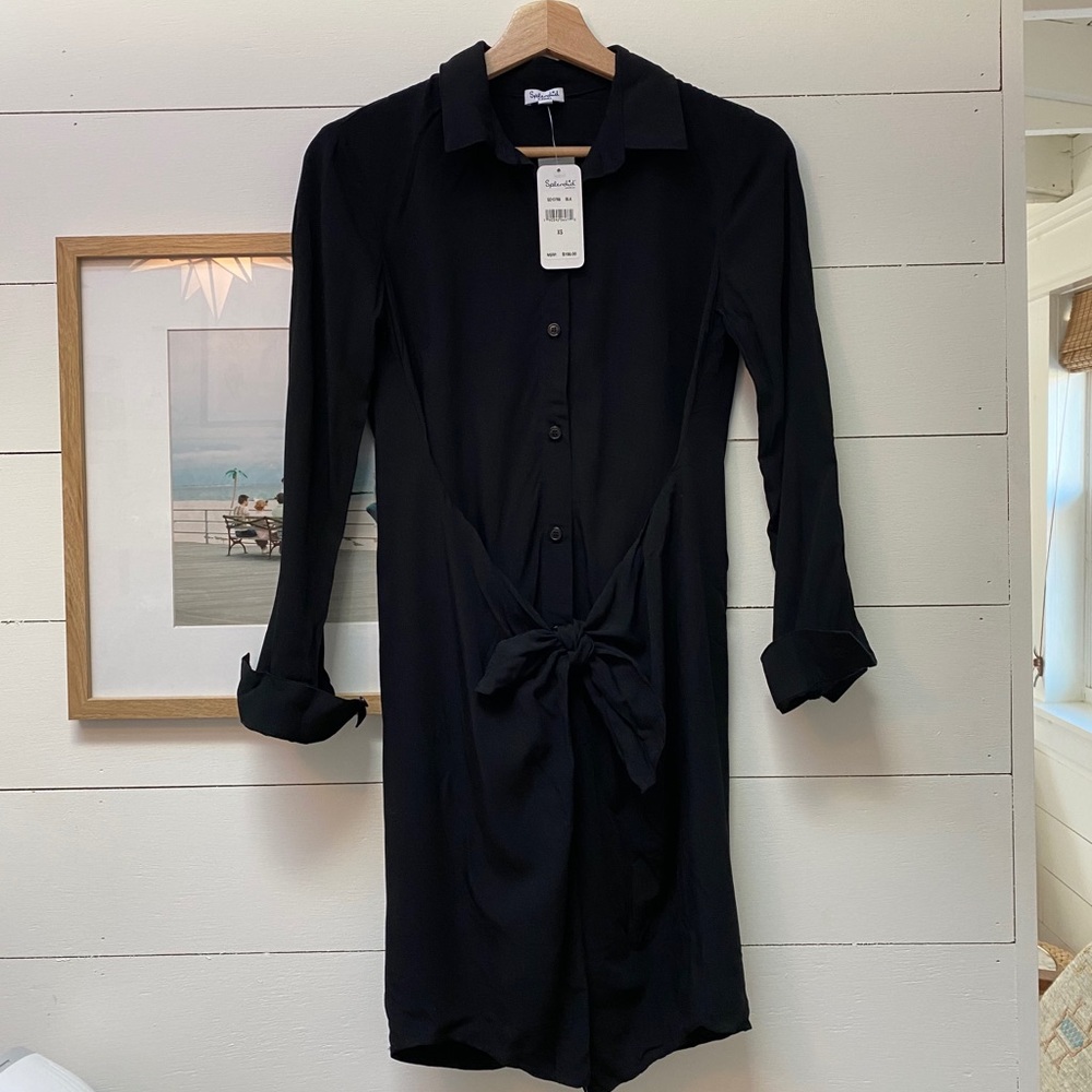 Splendid Buttondown Shirt Dress Tie Back Dress XS